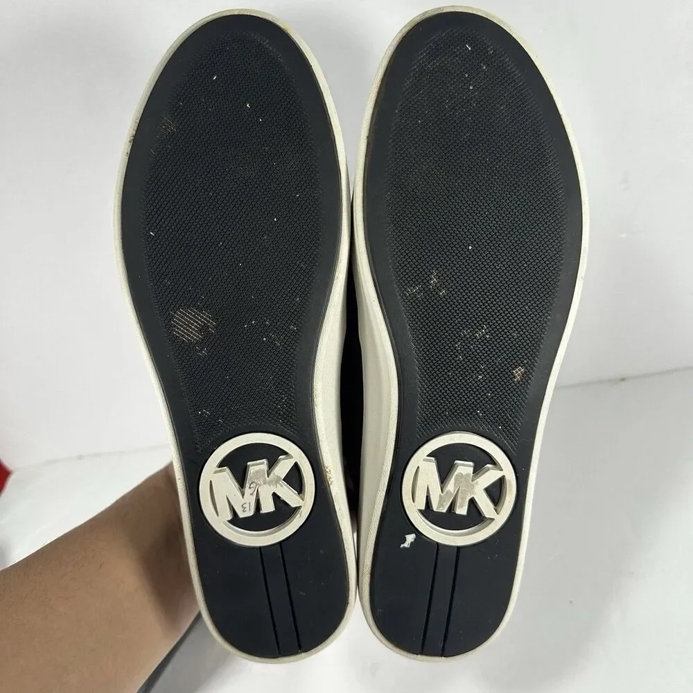 Michael Kors Black Laser-Cut Perforated Slip-On Platform Sneakers Size 10